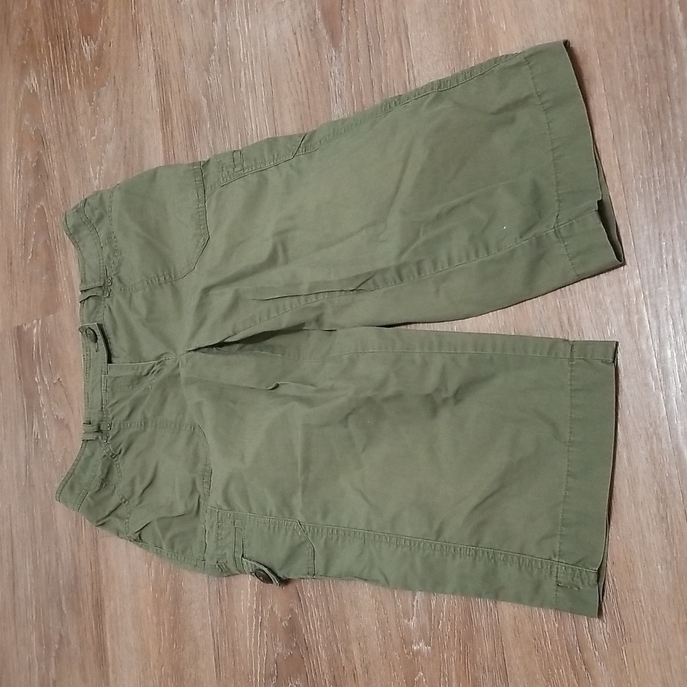 (8P) Jones New York Petite Cargo Capris Military Light 100% Cotton Gorpcore